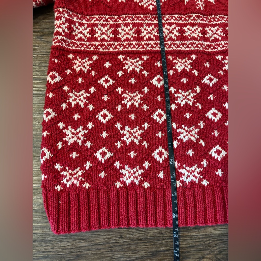 Vintage Ralph Lauren Hand-Knit Red and White Snowflake Sweater Cotton XL - Picture 6 of 9